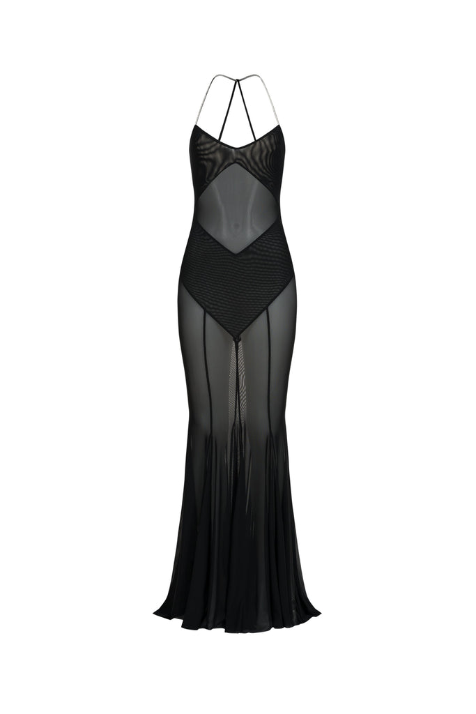 kikiriki sheer maxi dress Kikiriki Sheer Ruffled Maxi Dress