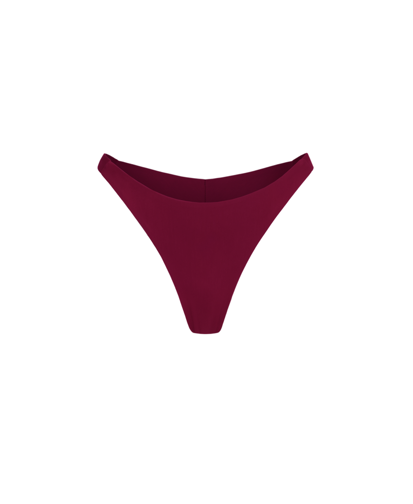 Burgundy GARDENIA bottoms featuring deep wine color and wide straps.