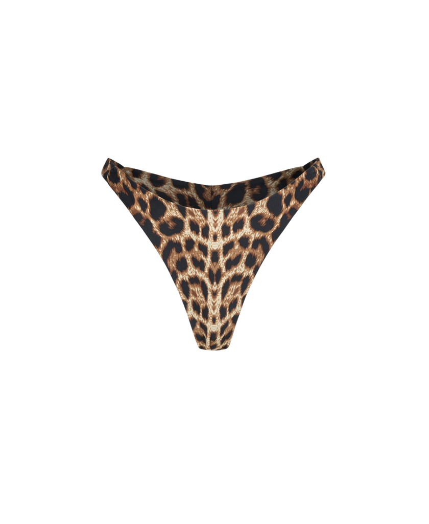 Classic leo GARDENIA bottoms with a warm-toned leopard print and wide straps.